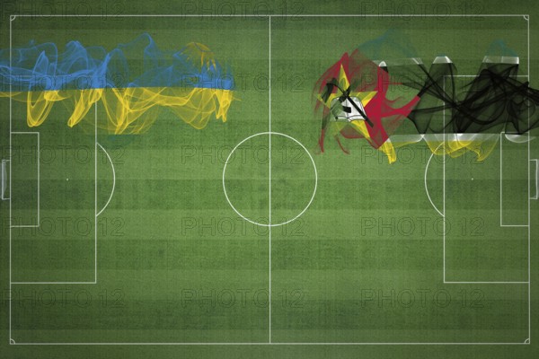 Rwanda vs Mozambique Soccer Match, national colors, national flags, soccer field, football game,