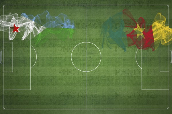 Djibouti vs Cameroon Soccer Match, national colors, national flags, soccer field, football game,