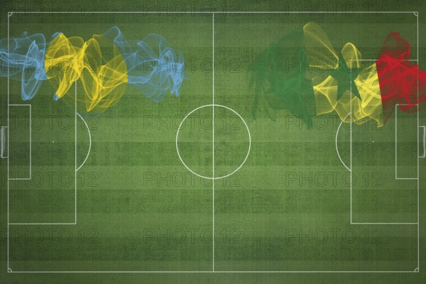 Palau vs Senegal Soccer Match, national colors, national flags, soccer field, football game,