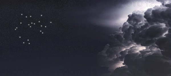 Sagittarius star constellation, Night sky, Cluster of stars, Deep space, Archer constellation Storm