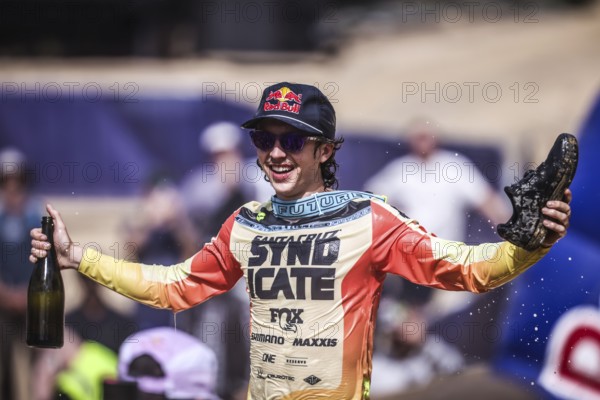 MAYDENA, AUSTRALIA - FEBRUARY 08: Jackson GOLDSTONE of Canada does a Shoey after winning Red Bull