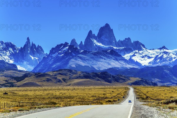 The road to the mountains. The border area between Argentina and Chile. Highway through the desert