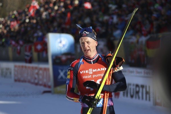 Johannes Thingnes Boe Norway after finishing the sprint at the IBU Biathlon World Championships