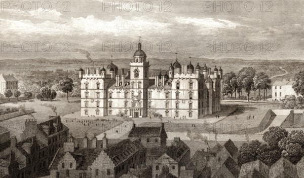 Heriot's Hospital, from the Castle hill, Edinburgh, Scotland, 19th century, from Modern Athens by