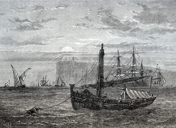 Historical view of Cape Trafalgar, Province of Cádiz, Spain, 18th century, From British Battles on