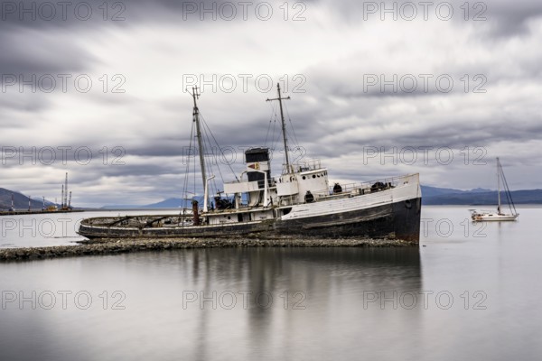 The wreck of the ship Saint Christopher in Ushuaia, Tierra del Fuego province, Argentina, South