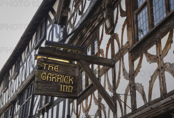 Beautiful old half-timbered houses like this one adorn the town center of Stratford upon Aven in