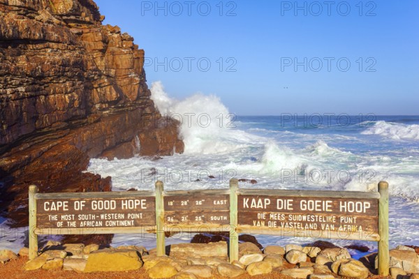 South Africa. Powerful ocean surf. Cape of Good Hope at the southern tip of the Cape Peninsula.