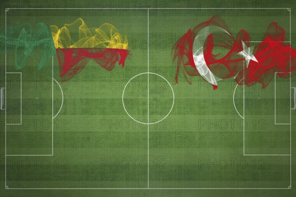 Benin vs Turkey Soccer Match, national colors, national flags, soccer field, football game,