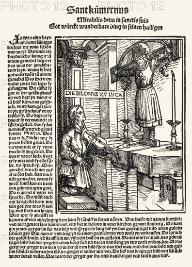 He legend of Wilgefortis, Kümmernis, Uncumber, 1507, Hans Burgkmair the Elder, facsimile of the