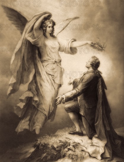 Goethe's Muse, Johann Wolfgang von Goethe, a German poet, after Wilhelm von Kaulbach