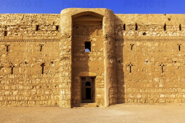 Entrance to desert castle Qasr Kharana, Al Kharaneh near Amman, Jordan. Built in 8th century, used