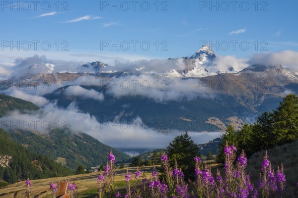 3320 metre high mountain Pic de Rochebrune in the Queyras massif, seen from the mountain village of