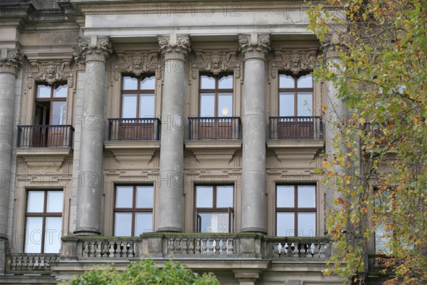 Empty balcony at the German Parliamentary Society building behind the Reichstag during the