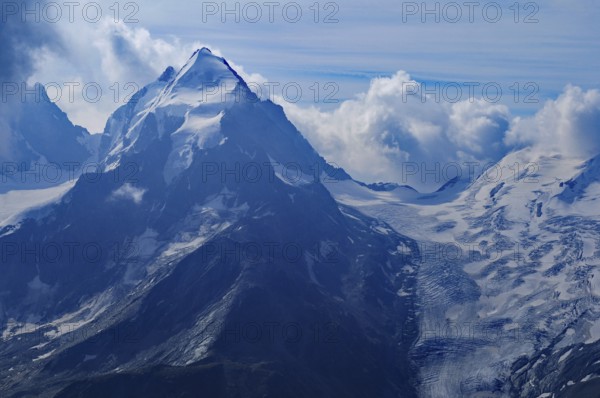 Swiss alps: The Piz Palü glacier at Bernina group mountains near Pontresina in the upper Engadin