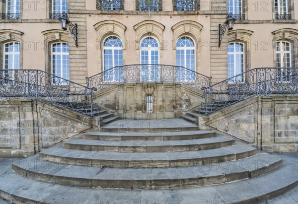 Echternach, The Grand Duchy of Luxembourg, 04 14 2019, The double stairs and facade of the