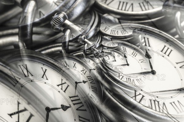 Droste effect background with infinite clock spiral. Abstract design for concepts related to time
