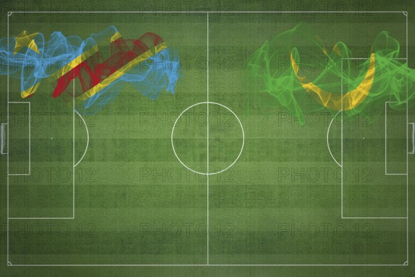 Democratic Republic of Congo vs Mauritania Soccer Match, national colors, national flags, soccer