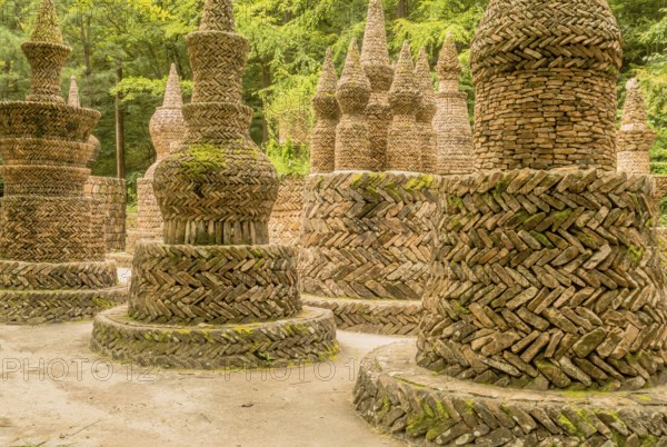 Daejeon, South Korea, August 16, 2020: Large intricately designed structures made of brick and