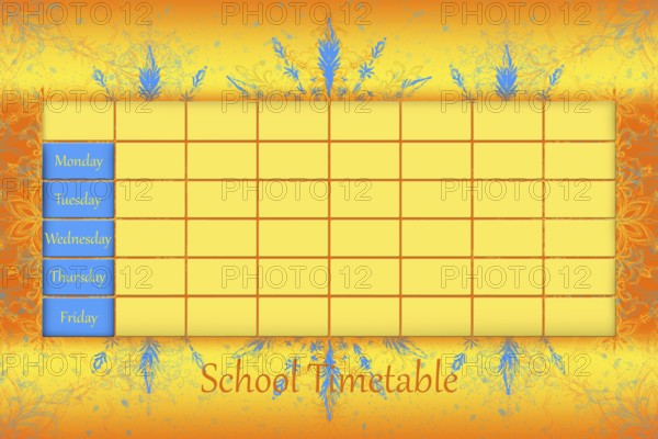School Timetable Schedule With Colorfull Background 3D illustration