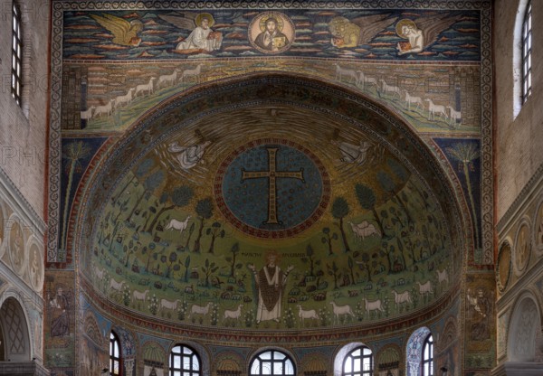Ravenna, Basilica di Sant' Apollinare in Classe, calotte of the choir apse, mosaic with St