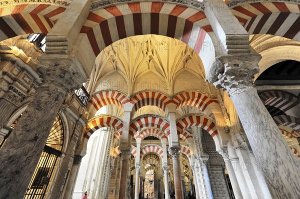 La Mezquita, Mosque, Cathedral of Cordoba, Cordoba, Andalusia, Spain, Europe, Mosque interior with