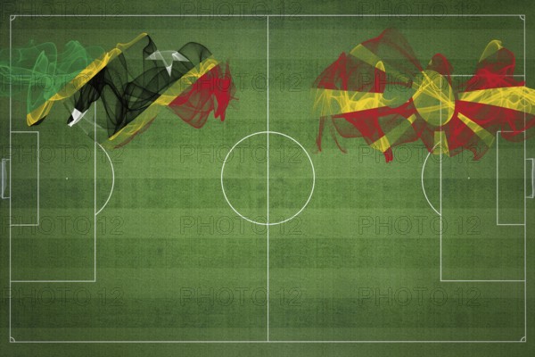 Saint Kitts and Nevis vs North Macedonia Soccer Match, national colors, national flags, soccer