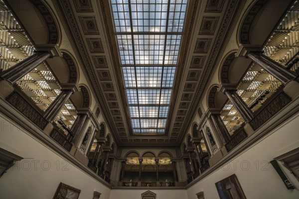 Brussels Old Town, Brussels Capital Region, Belgium, 12 06 2019 Art nouveau ceiling of the Royal