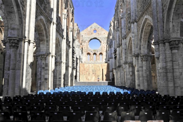 Church ruins of the Cistercian Abbey of San Galgano, Abbazia San Galgano, Gothic, Chiusdino,