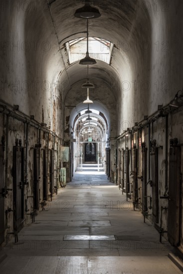 PHILADELPHIA, USA, AUGUST 15, 2022, Corridor with cells at the old abandoned Eastern State