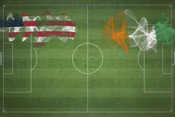 Liberia vs Ivory Coast Soccer Match, national colors, national flags, soccer field, football game,