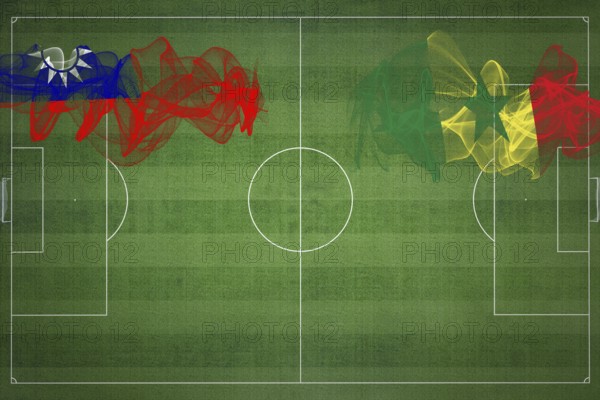 Taiwan vs Senegal Soccer Match, national colors, national flags, soccer field, football game,