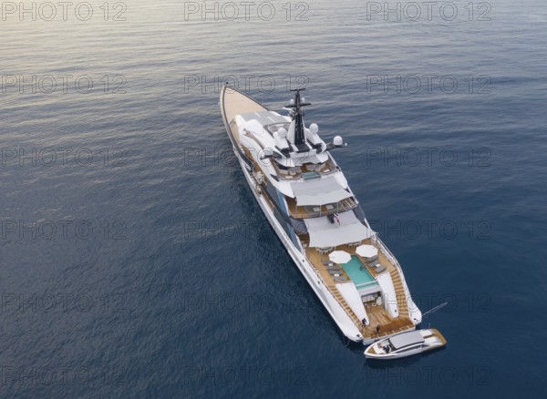 Aerial view of 109 metre motor yacht Bravo Eugenia, delivered in 2018 by the Dutch shipyard Oceanco