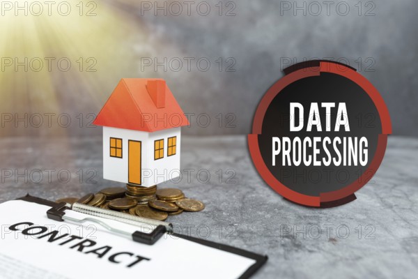 Sign displaying Data Processing, Word for collection and manipulation of items of data to produce