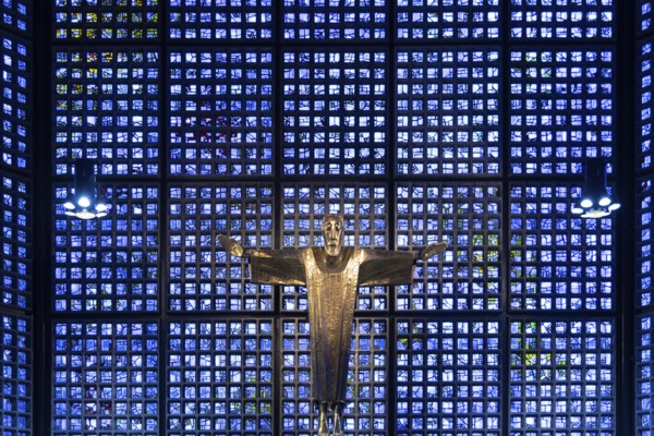 Berlin, Germany, July 30, 2019: Interior view of Kaiser Wilhelm Memorial Church in Berlin.