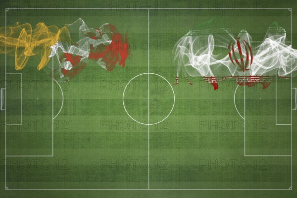 Bhutan vs Iran Soccer Match, national colors, national flags, soccer field, football game,