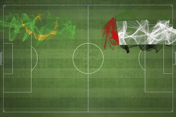 Mauritania vs United Arab Emirates Soccer Match, national colors, national flags, soccer field,