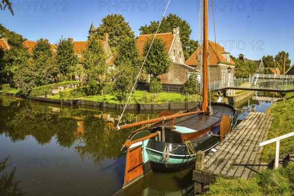Enkhuizen, the Netherlands. September 2020. the old port with its traditional fishing boats in