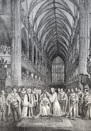 The coronation of Queen Victoria, 1838, ceremony at Westminster Abbey, Victoria or Alexandrina