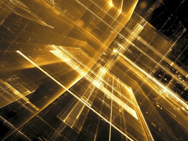 Golden technology background - abstract computer-generated image. Digital art: futuristic design