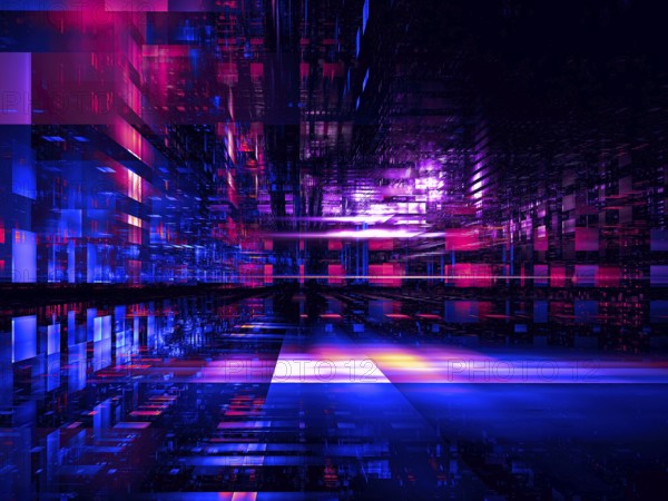 Abstract blue and purple science fiction or high tech background - computer-generated 3d