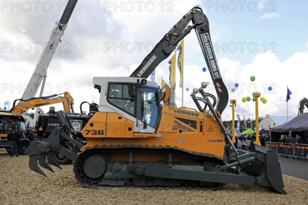 Hyvinkää, Finland. September 6, 2019. Liebherr 736 crawler tractor with blade and ripper displayed