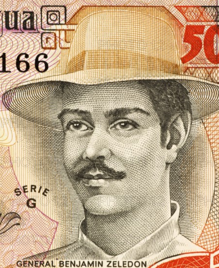 Benjamin Zeledon (1879-1912) on 5000 Gordobas 1985 Banknote from Nicaragua. Lawyer, politician and