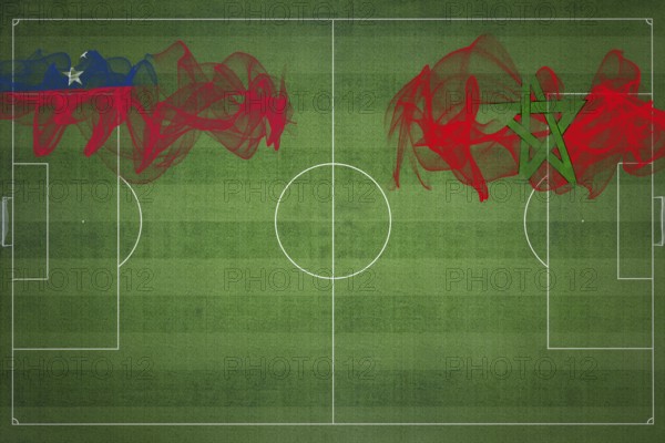 Samoa vs Morocco Soccer Match, national colors, national flags, soccer field, football game,