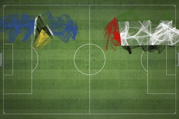 Saint Lucia vs United Arab Emirates Soccer Match, national colors, national flags, soccer field,