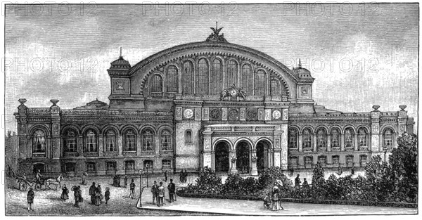 Historic illustration of Anhalter Bahnhof station, 19th century, Berlin, Germany, Europe, Anhalter
