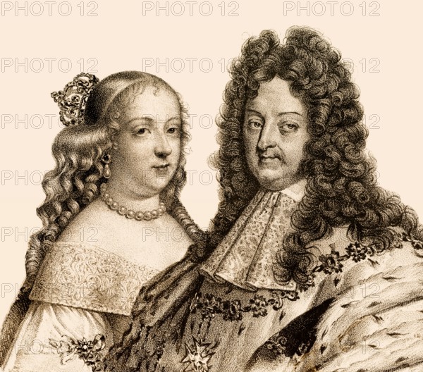 Louis XIV, 1638-1715, Louis the Great, Sun King, Ludwig XIV., King of France and his first wife,