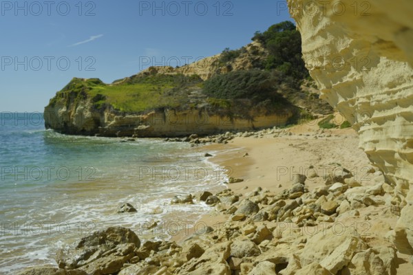 Rocky Algarve near Albufeira, Algarve, Atlantic, Atlantic Ocean, Sea, Rocks, Portugal, European