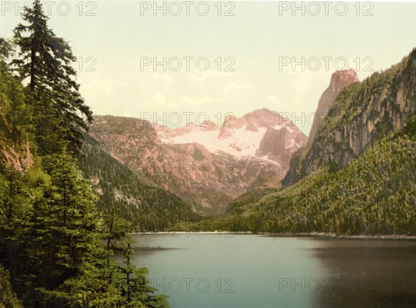 Gosausee and Dachstein, Austria, c. 1890, Historic, digitally restored reproduction from a 19th