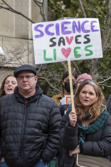 Detroit, Michigan USA - 7 March 2025 - The 'Stand Up for Science' rally at Wayne State University.